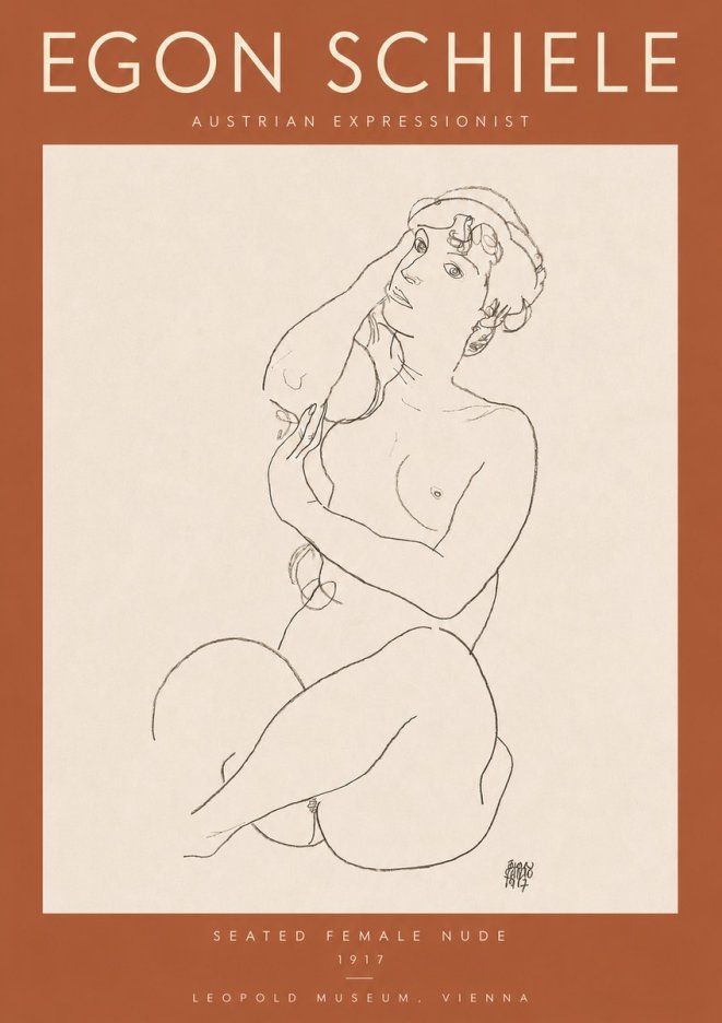 Schiele Seated Female Nude No3 - Póster