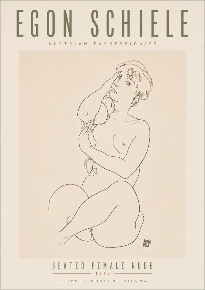 Schiele Seated Female Nude No5 - Póster