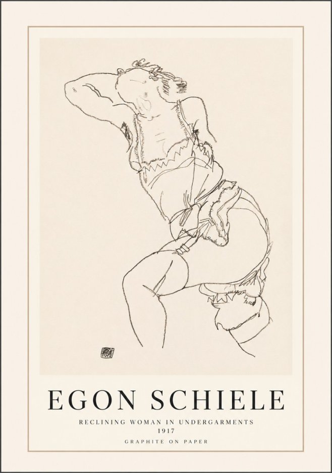 Schiele Reclining Woman in Undergarments No1 - Póster
