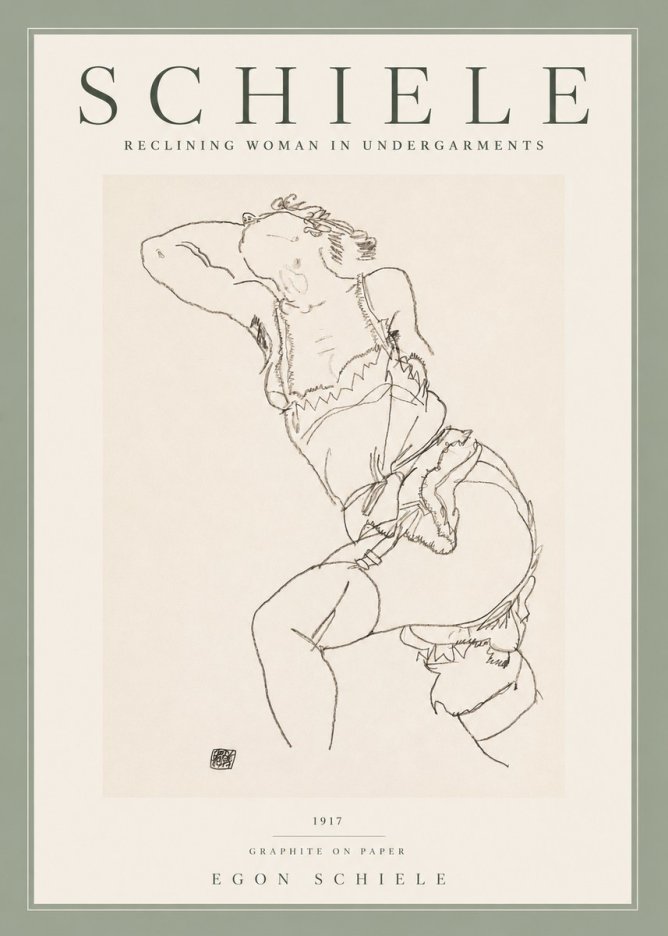 Schiele Reclining Woman in Undergarments No2 - Póster