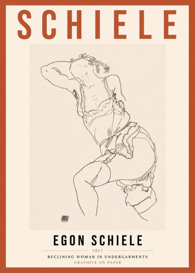Schiele Reclining Woman in Undergarments No3 - Póster