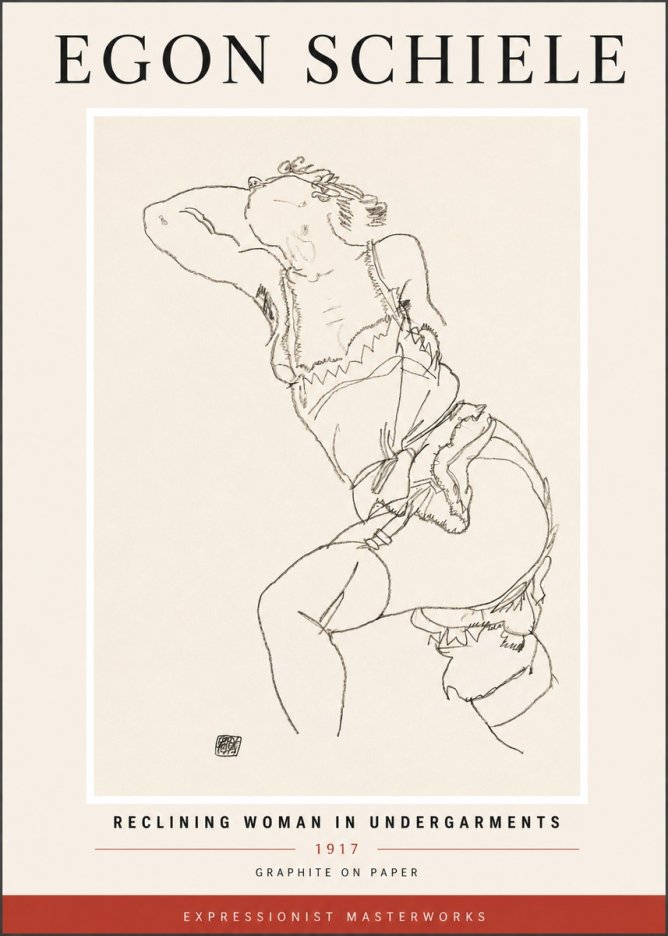 Schiele Reclining Woman in Undergarments No4 - Póster