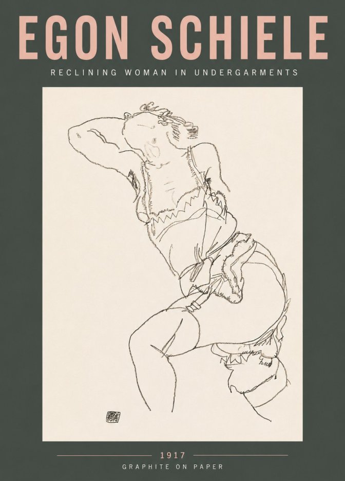 Schiele Reclining Woman in Undergarments No5 - Póster