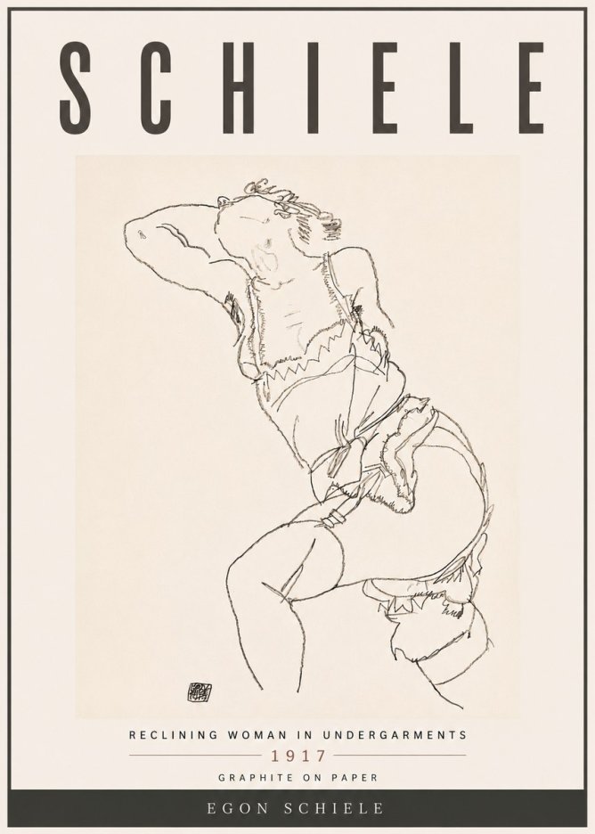Schiele Reclining Woman in Undergarments No6 - Póster