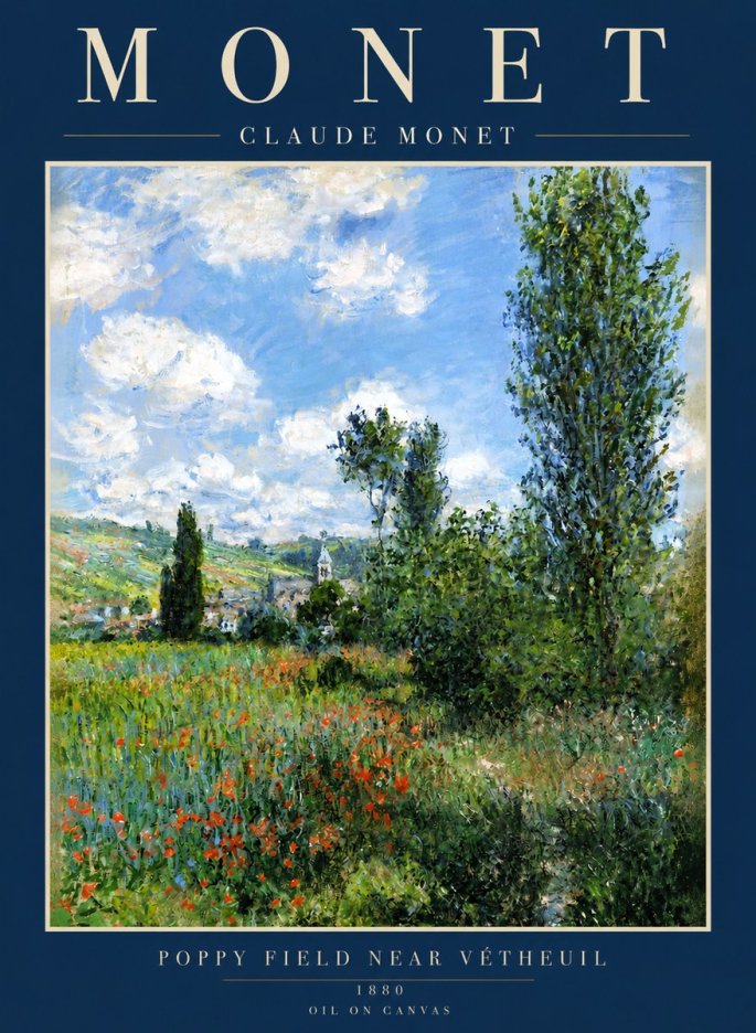 Monet Poppy Field Near Vétheuil No2 - Póster