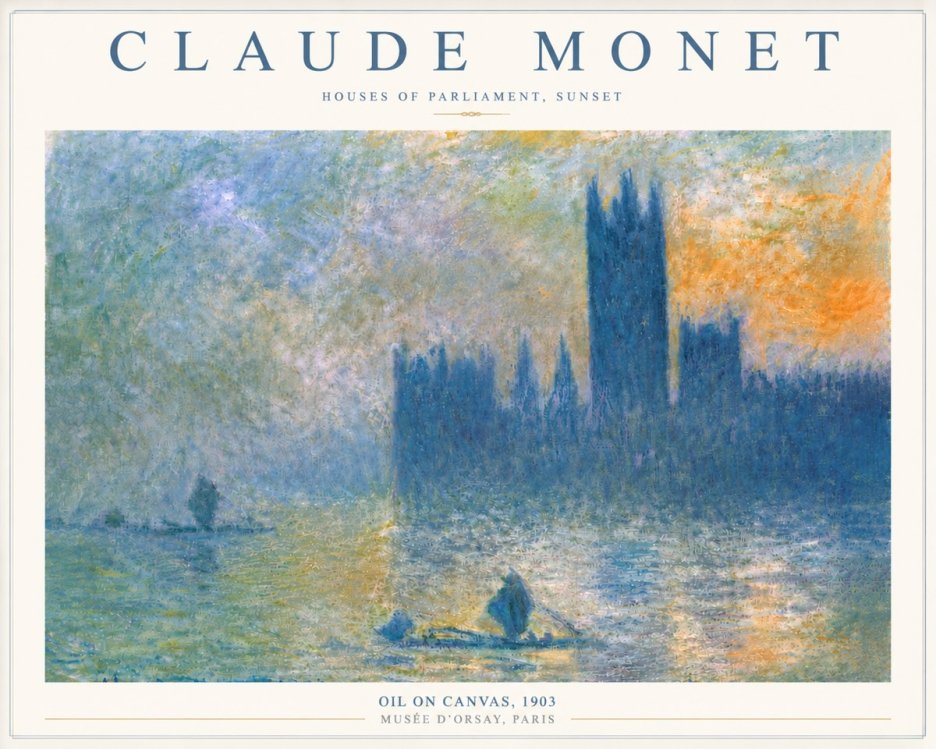 Monet Houses of Parliament, Sunset No6 - Póster