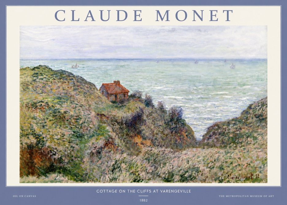 Monet Cottage on the Cliffs at Varengeville No2 - Póster
