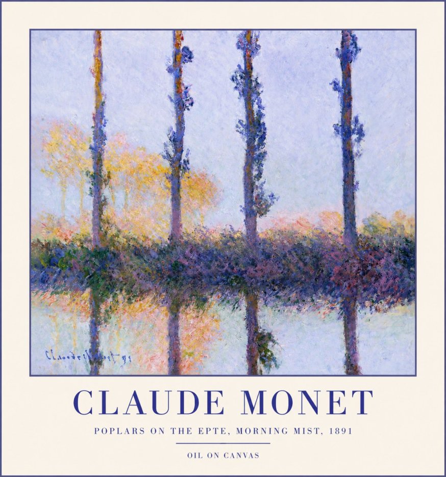 Monet Poplars on the Epte, Morning Mist, 1891 No3 - Póster