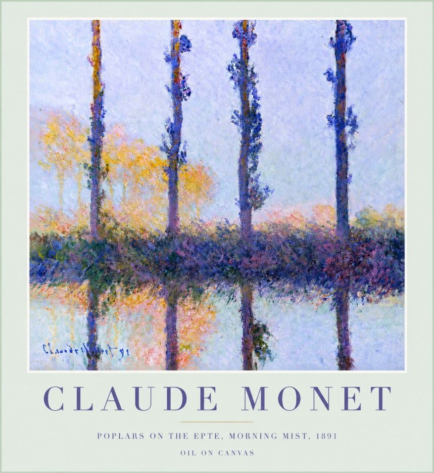 Monet Poplars on the Epte, Morning Mist, 1891 No5 - Póster