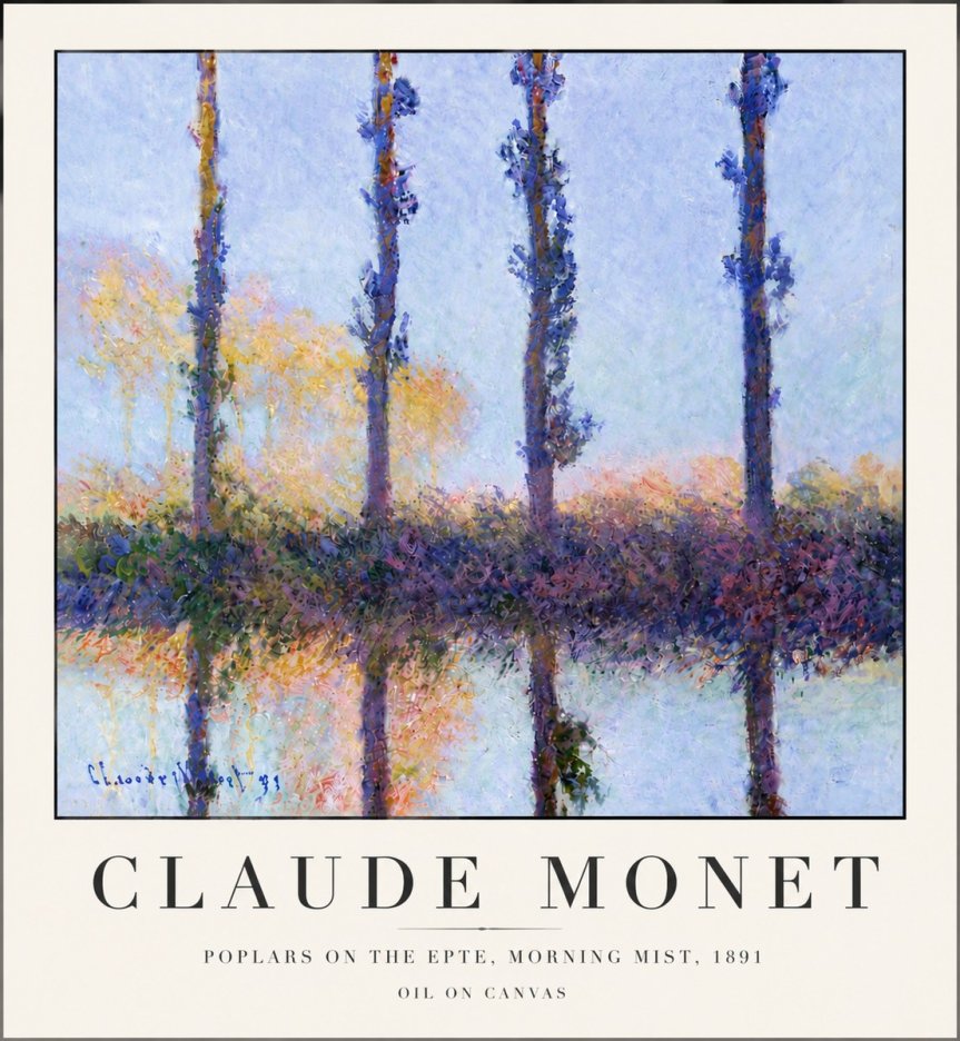Monet Poplars on the Epte, Morning Mist, 1891 No6 - Póster
