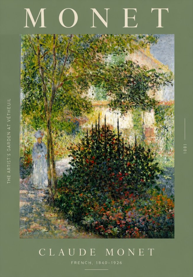 Monet The Artist's Garden at Vétheuil II No3 - Póster