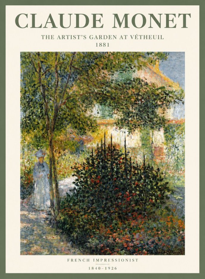 Monet The Artist's Garden at Vétheuil II No5 - Póster