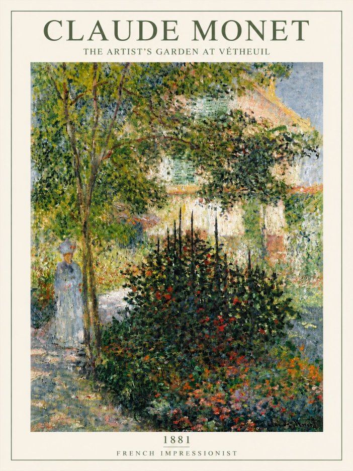 Monet The Artist's Garden at Vétheuil II No6 - Póster