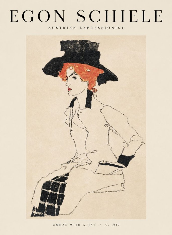 Schiele Woman with a Hat No1 - Póster