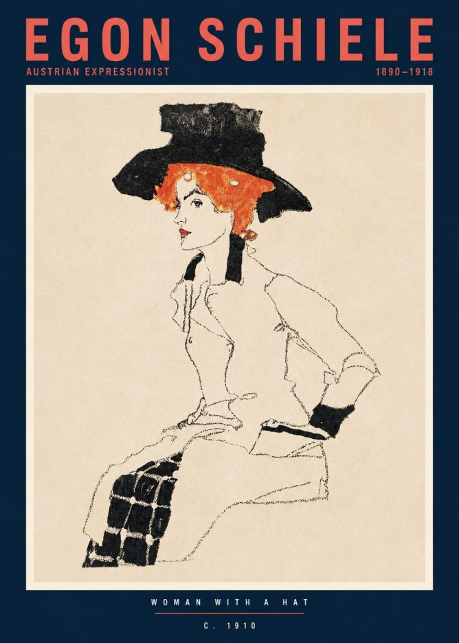 Schiele Woman with a Hat No2 - Póster