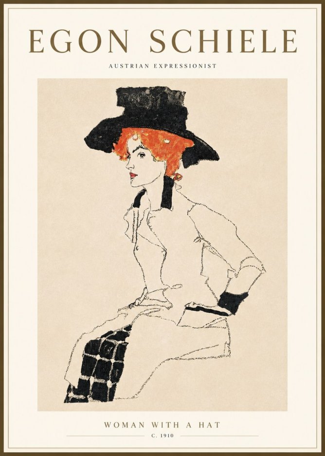 Schiele Woman with a Hat No3 - Póster
