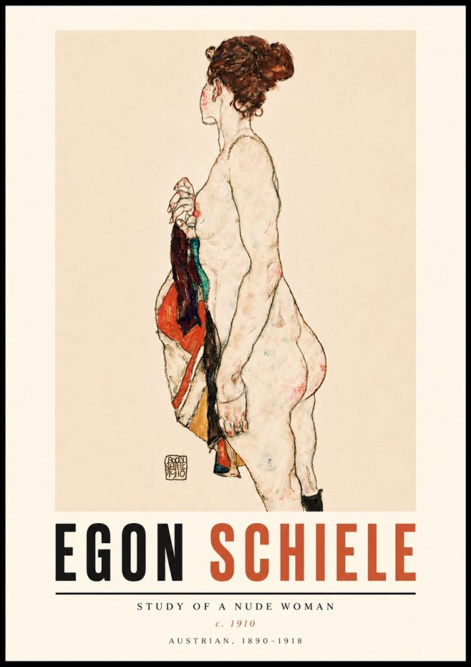 Schiele Study of a Nude Woman No3 - Póster
