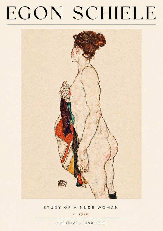 Schiele Study of a Nude Woman No4 - Póster