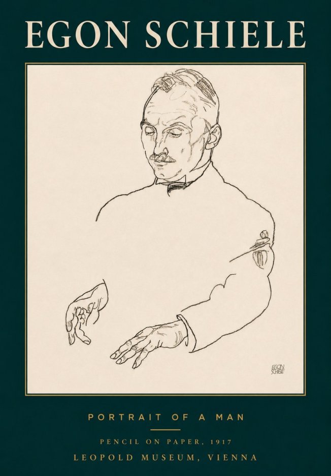 Schiele Portrait of a Man No3 - Póster