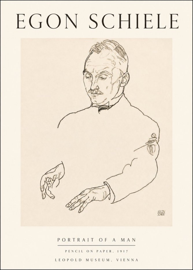 Schiele Portrait of a Man No4 - Póster