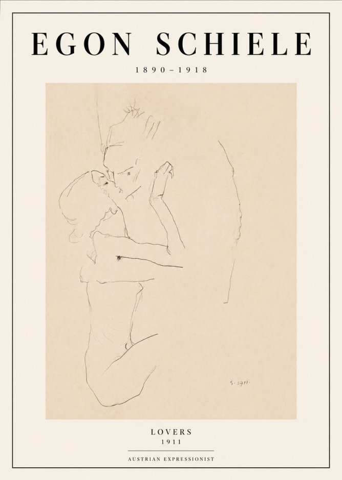 Schiele Lovers No3 - Póster
