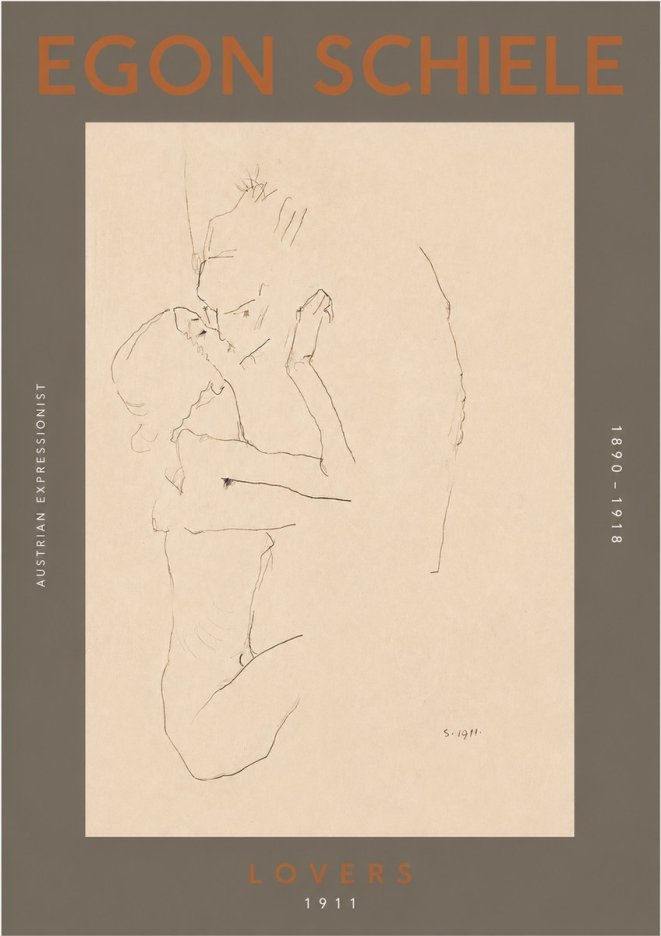 Schiele Lovers No4 - Póster