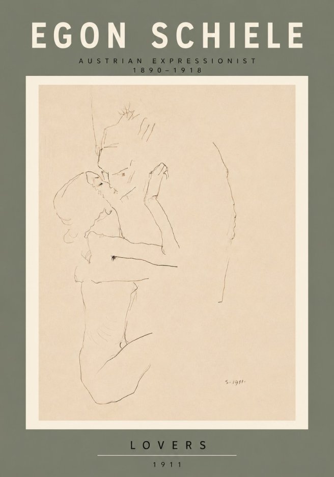 Schiele Lovers No6 - Póster