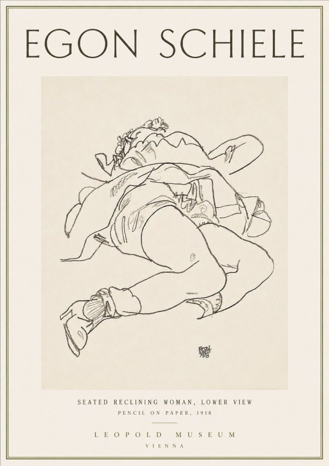 Schiele Seated Reclining Woman, Lower View No4 - Póster