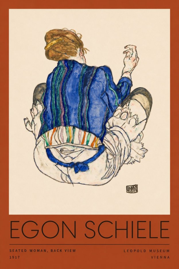 Schiele Seated Woman, Back View No2 - Póster