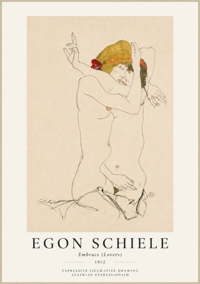 Schiele Embrace (Lovers) No1 - Póster