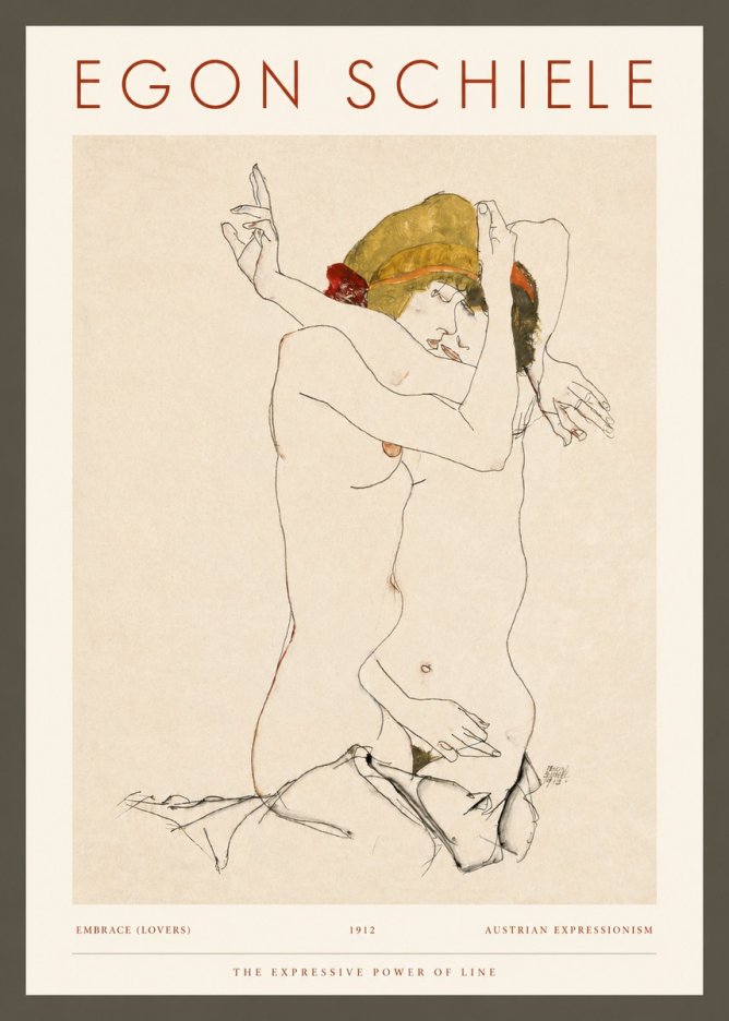 Schiele Embrace (Lovers) No2 - Póster