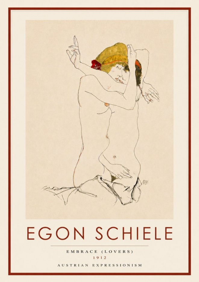 Schiele Embrace (Lovers) No3 - Póster