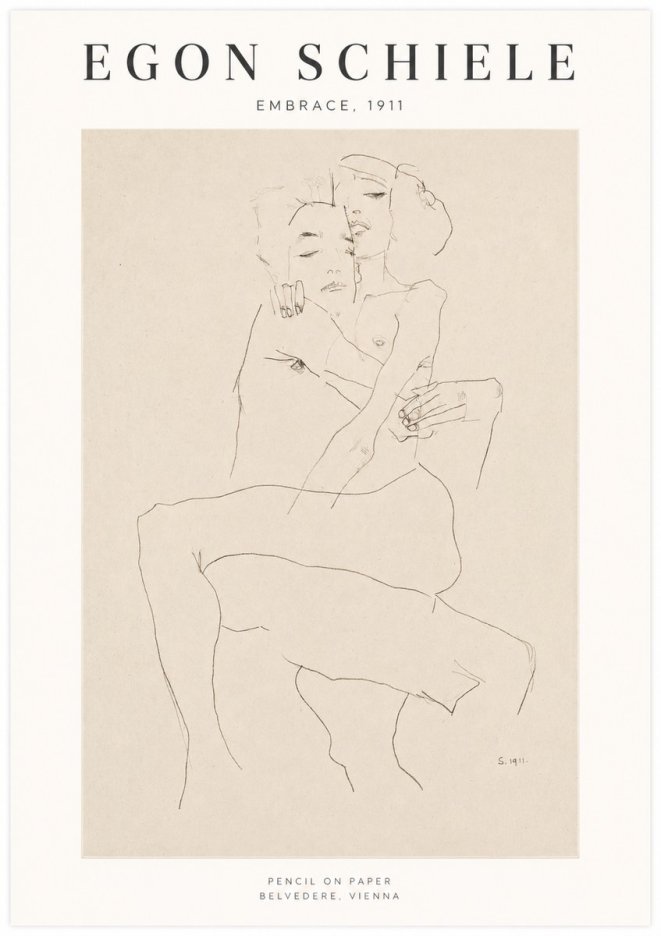Schiele Embrace, 1911 No1 - Póster