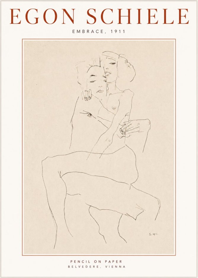 Schiele Embrace, 1911 No3 - Póster