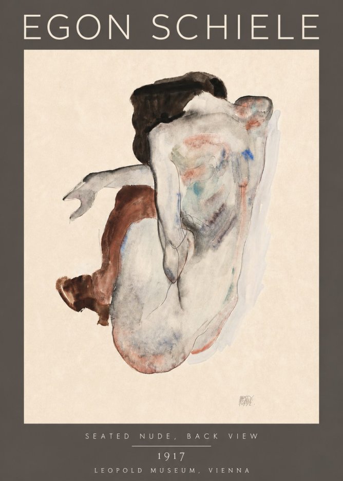 Schiele Seated Nude, Back View No4 - Póster