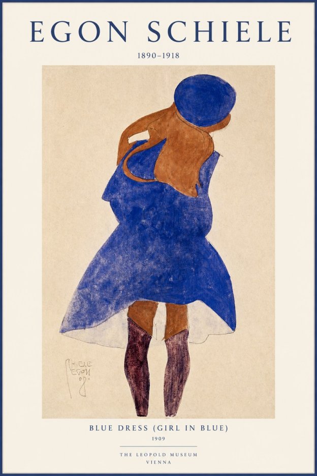 Schiele Blue Dress (Girl in Blue) No1 - Póster