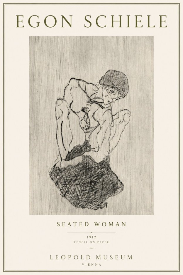 Schiele Seated Woman No4 - Póster