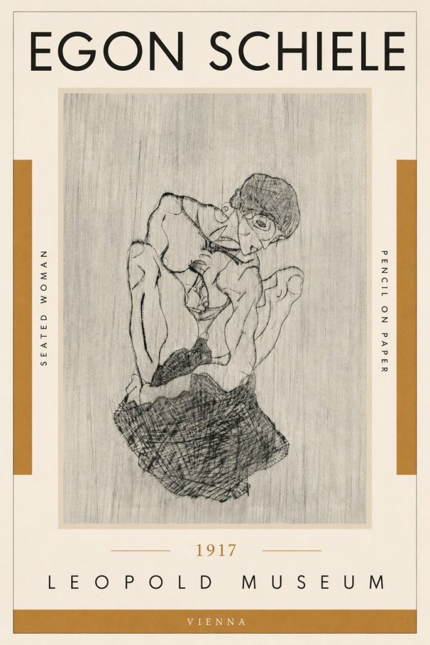 Schiele Seated Woman No5 - Póster