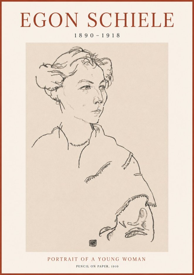 Schiele Portrait of a Young Woman No1 - Póster