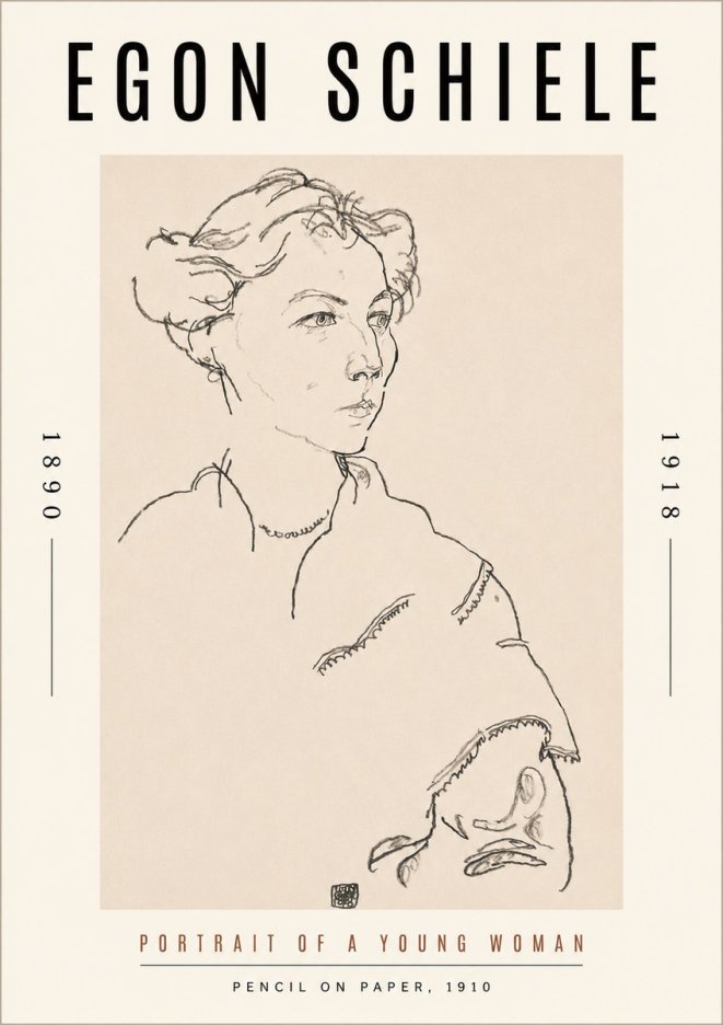 Schiele Portrait of a Young Woman No3 - Póster
