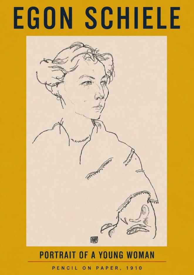 Schiele Portrait of a Young Woman No4 - Póster