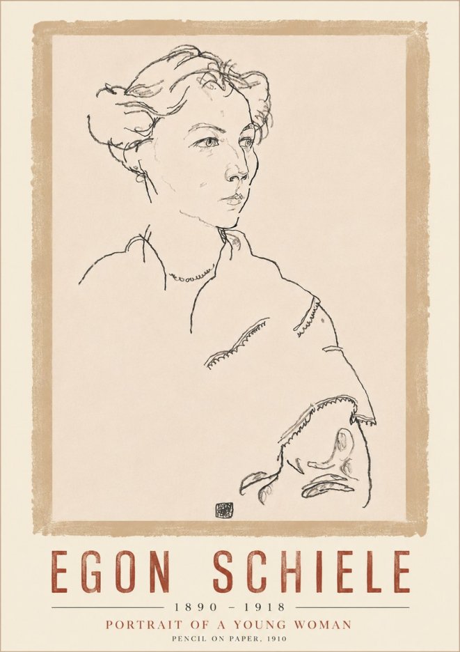 Schiele Portrait of a Young Woman No6 - Póster