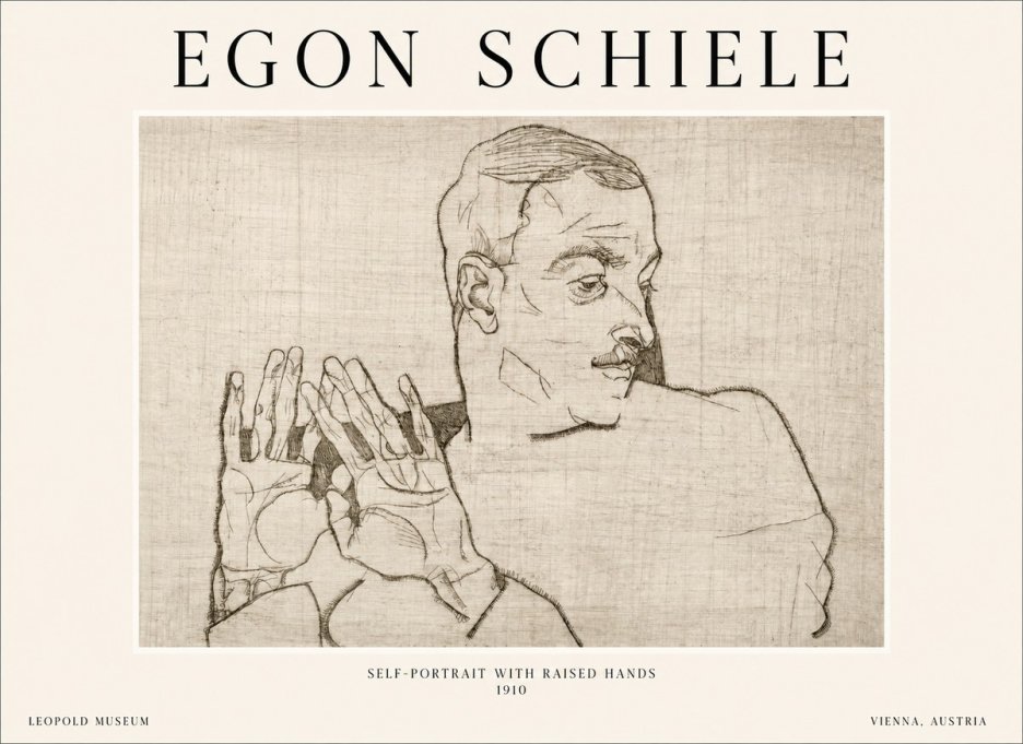 Schiele Self-portrait with Raised Hands No1 - Póster