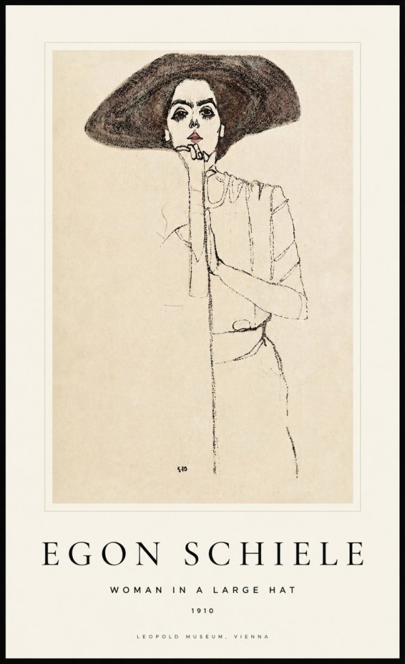 Schiele Woman in a Large Hat No1 - Póster