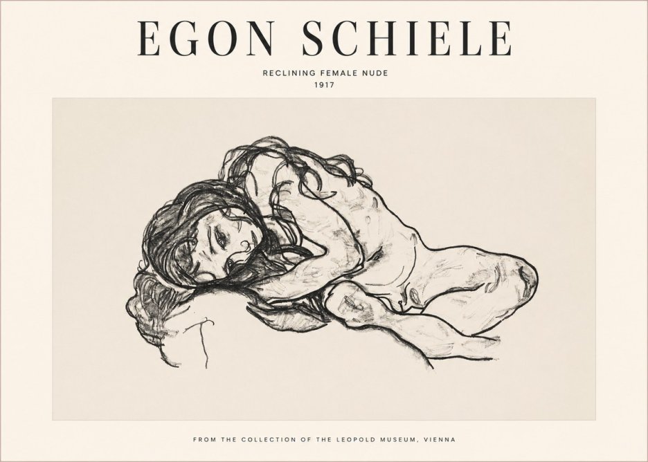 Schiele Reclining Female Nude No1 - Póster