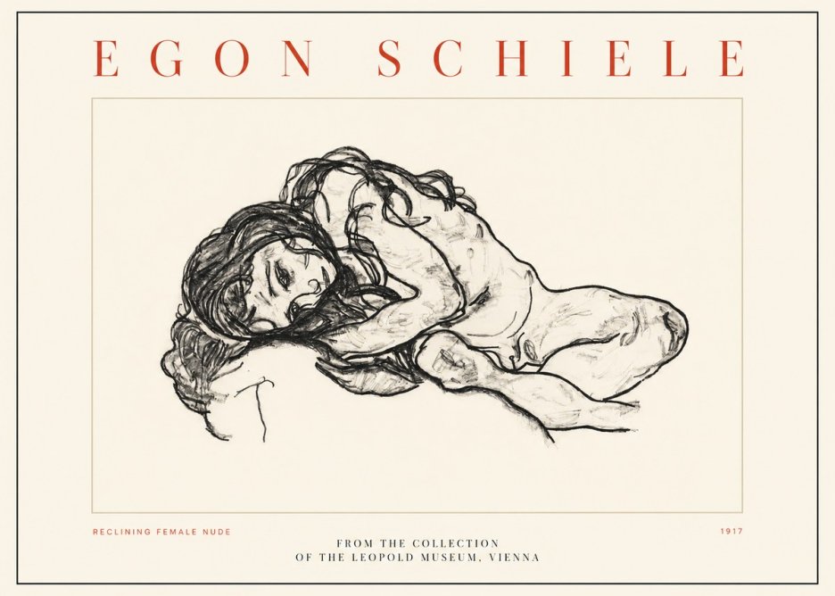 Schiele Reclining Female Nude No2 - Póster