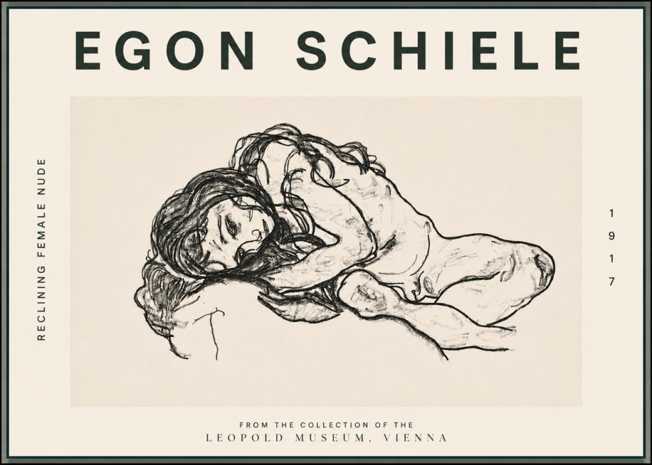 Schiele Reclining Female Nude No5 - Póster