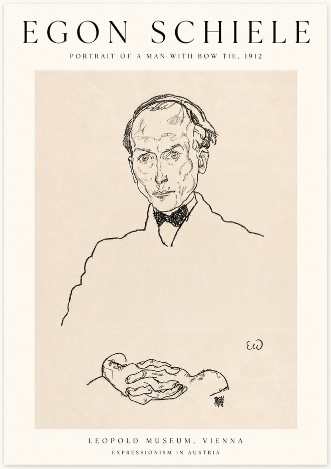 Schiele Portrait of a Man with Bow Tie, 1912 No1 - Póster