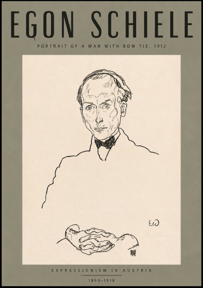 Schiele Portrait of a Man with Bow Tie, 1912 No4 - Póster