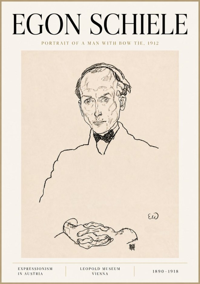 Schiele Portrait of a Man with Bow Tie, 1912 No6 - Póster
